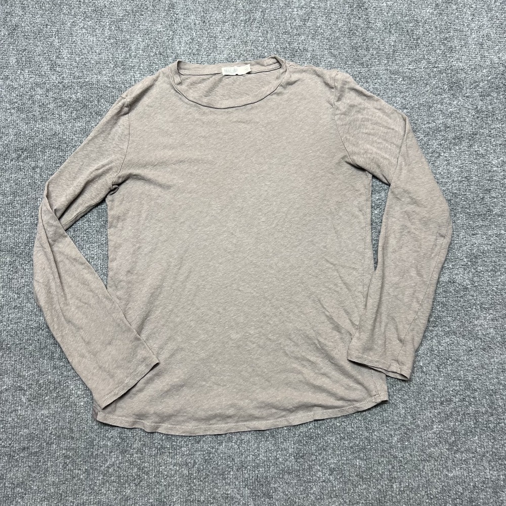 Barefoot Dreams Malibu Collection Shirt Womens XS Beige Linen Long Sleeve Top